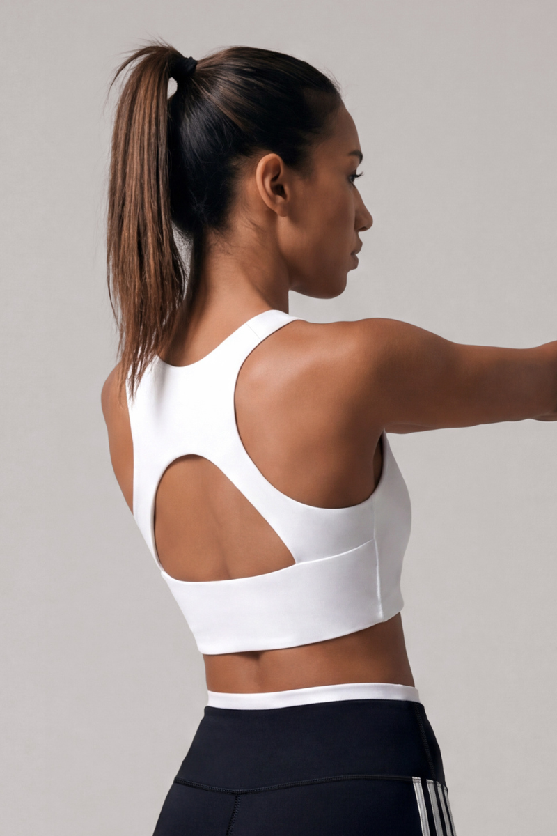 Women's Color Block Wide Strap Back Cutout Sports Bra