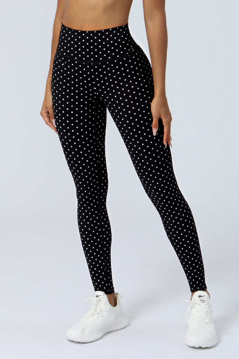 Women's Athletic Polka Dot Mid Waist Yoga Leggings