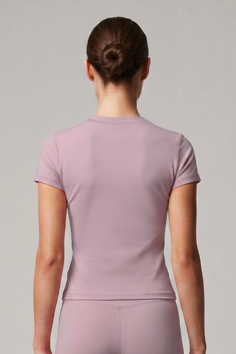 Women's Athletic Crew Neck Fitted Solid Workout Tee