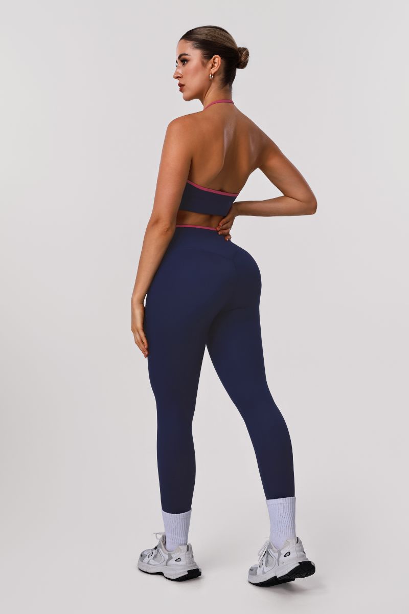 Women's Athletic Sets:Halterneck Bra And V-Waist Leggings