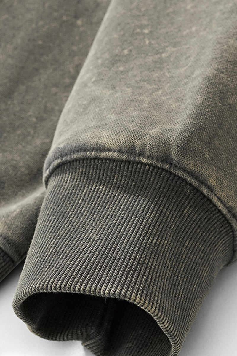Unisex Washed Fleece Double-Zip Hooded Jacket