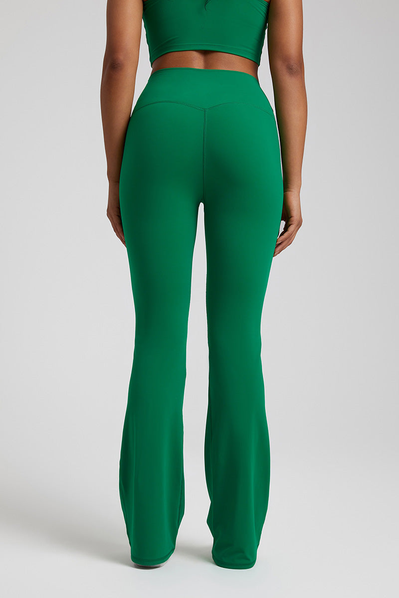 Solid High-Rise Wide-Leg Casual Pants