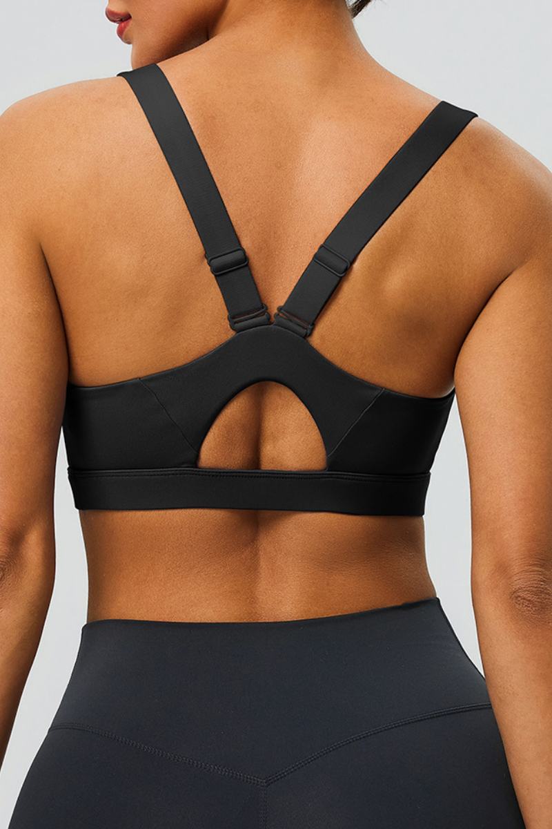 Women's Athletic U-neck Wide Strap Adjustable Solid Yoga Bra