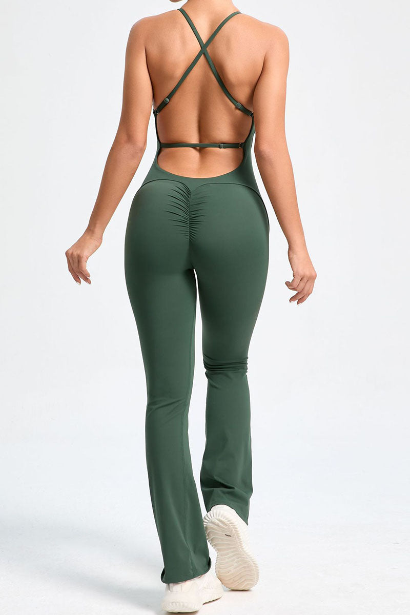 Women Adjustable Straps Beauty Back Slightly Peach Hip Sports Fitness Yoga Bodysuit