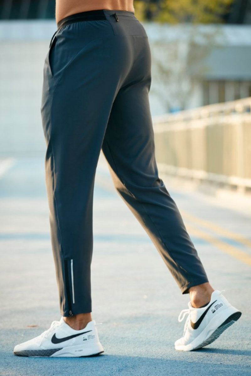 Men's Reflective Zip 9 Inch Quick Dry Running Athletic Pants