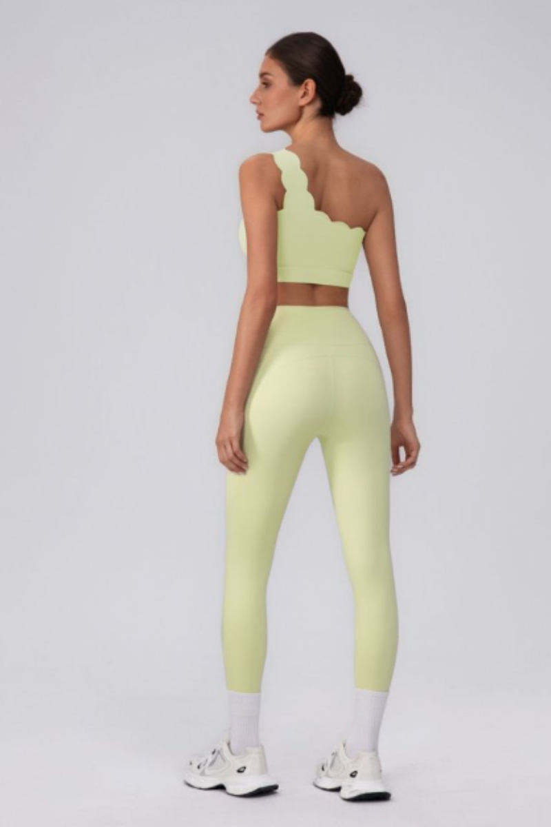 Women's Asymmetric One-Shoulder Bra & V-Waist Leggings Set