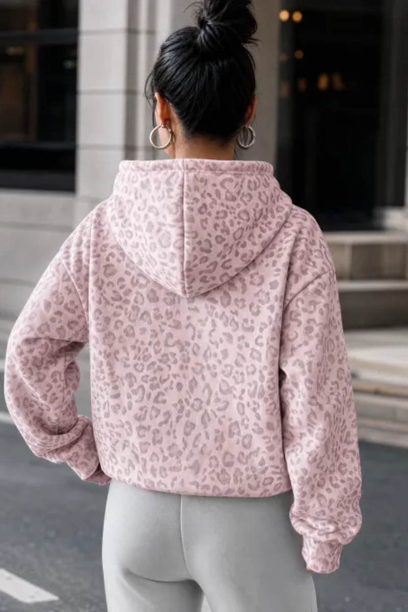Women's Fall Leopard Print Coquette Style Hoodie