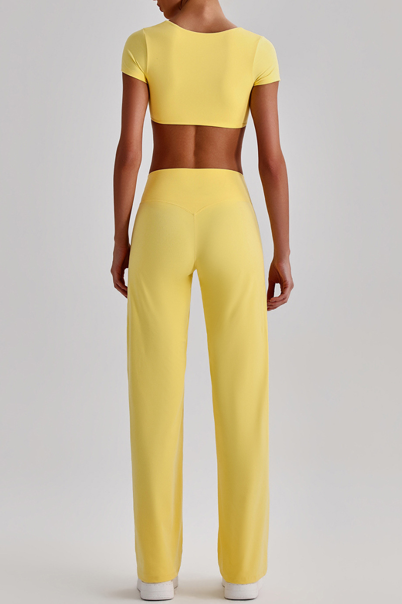Women's  Quick Dry T-shirt & No Front Seam Yoga Pants Set