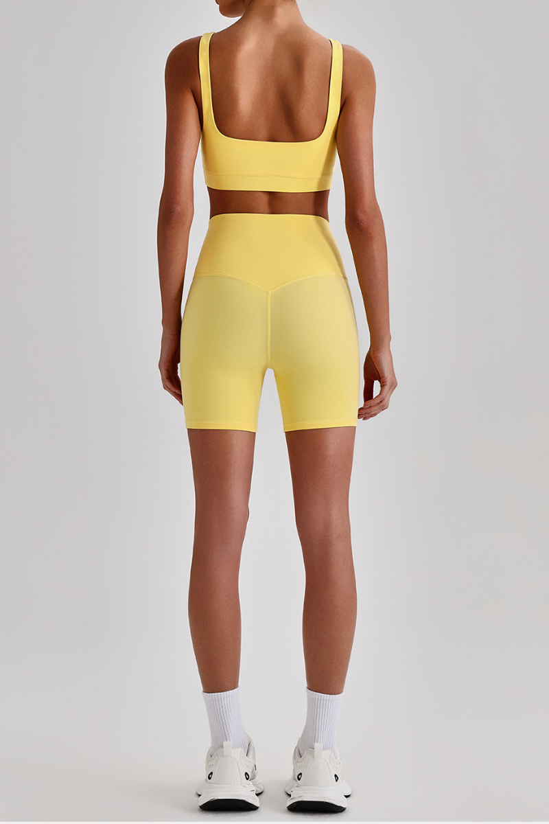 Women's  High Stretch Bra & No Front Seam Yoga Shorts Set