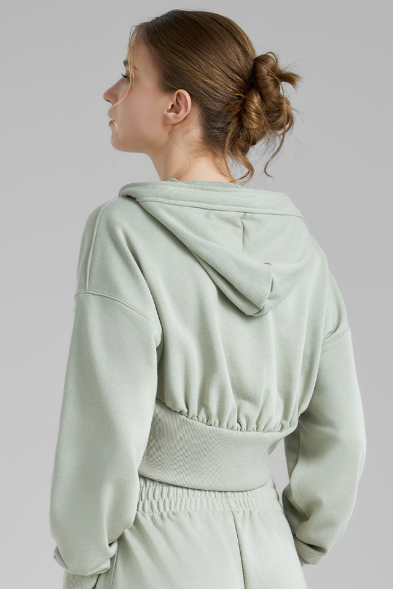 Women's Fall Dual-Zipper Cropped Drop Shoulder Hooded Jacket