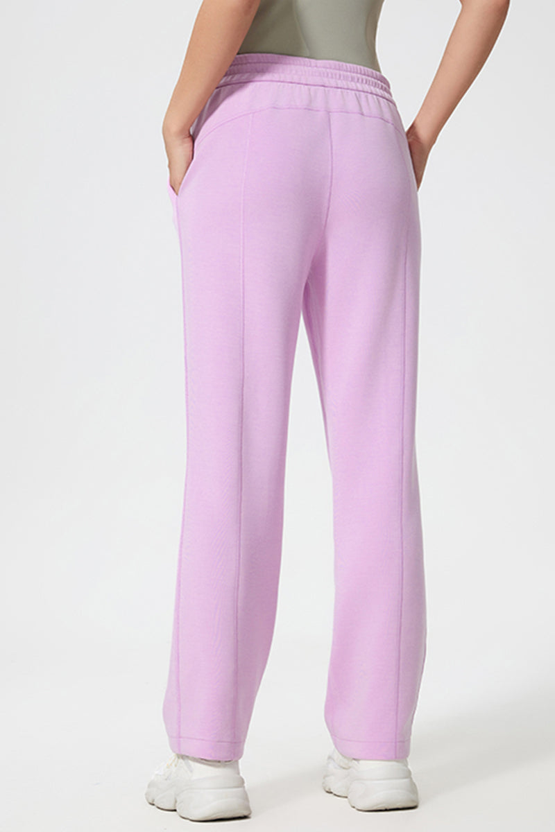 Women Loose Straight Leg Air Layer Yoga Running Sport Sweatpants High Elastic Wide-Leg Workout Pants