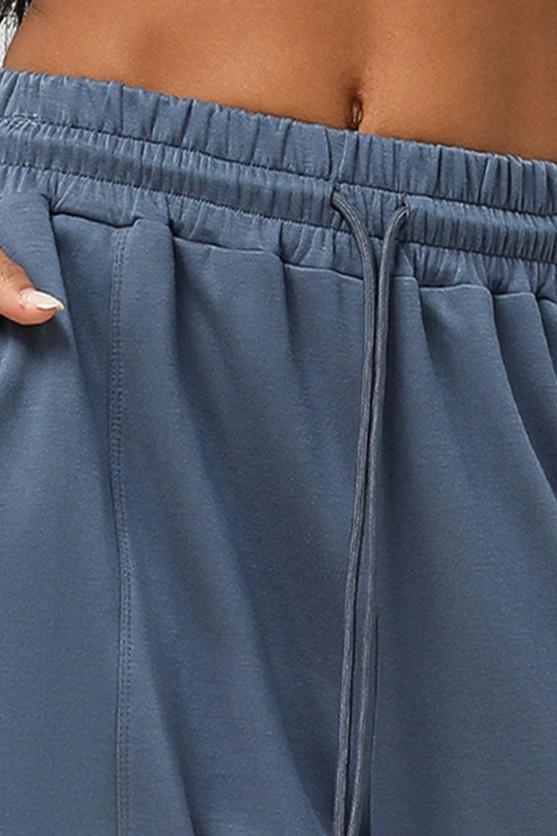 High Waist Drawstringwide Leg Pants