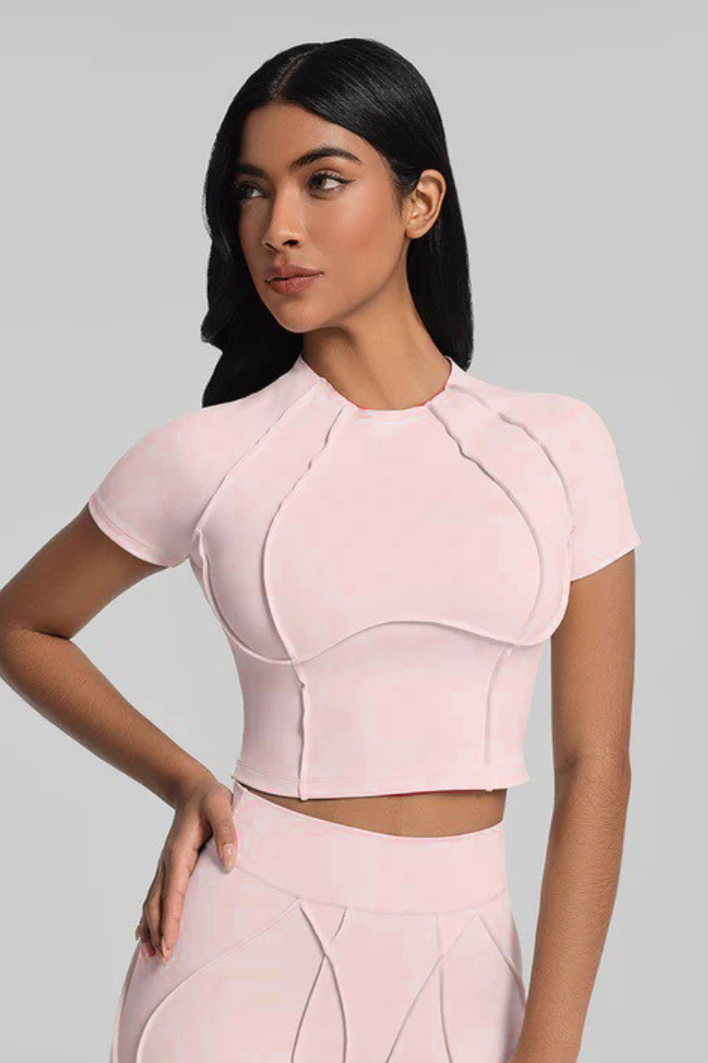 Women's Athletic Seam Detail Cropped Naked Feel Yoga T-shirt