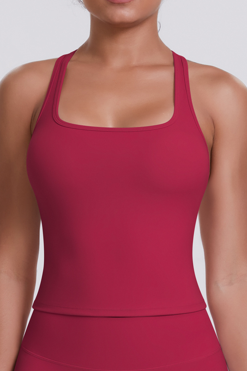Women's Brushed Solid Racerback Sports Yoga Tank Top