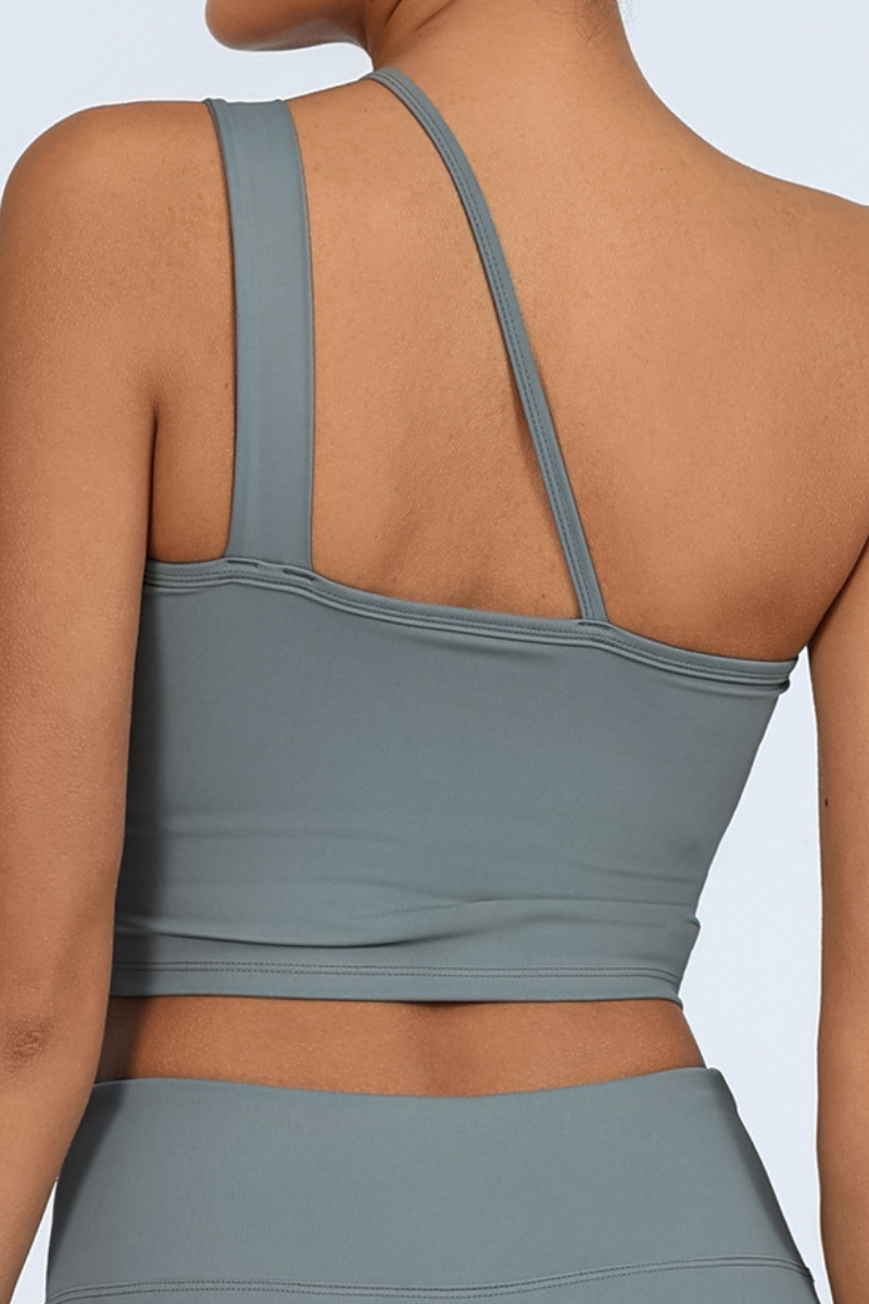 Women's Asymmetric One-Shoulder Cutout Cropped Sports Top