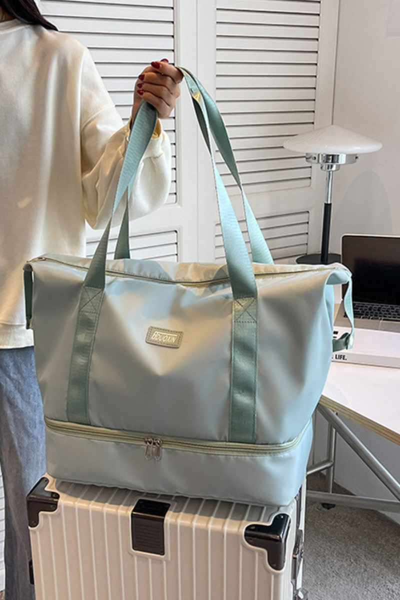 Large Capacity Bottom Zippered Compartment Handle Bag