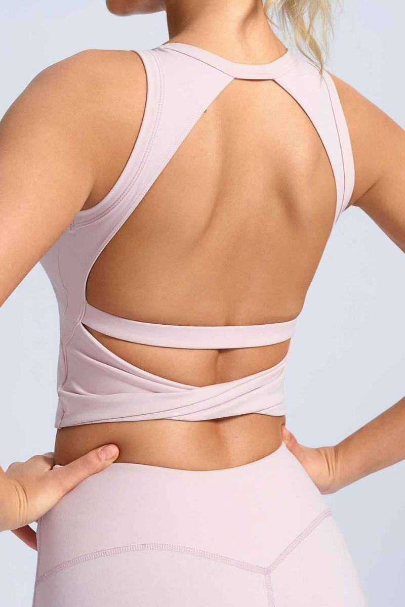 Women's Back-Crossed Cropped Backless Sports Tank Top