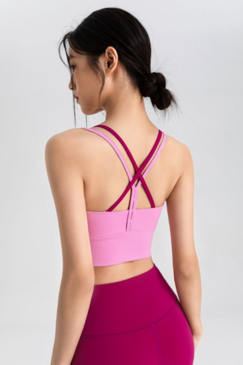 Women's Double Thin Strap Crisscross Back Cropped Tank Top