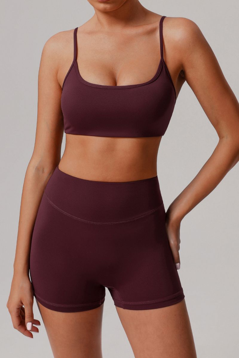 Spaghetti strap bra and shorts 2-piece set
