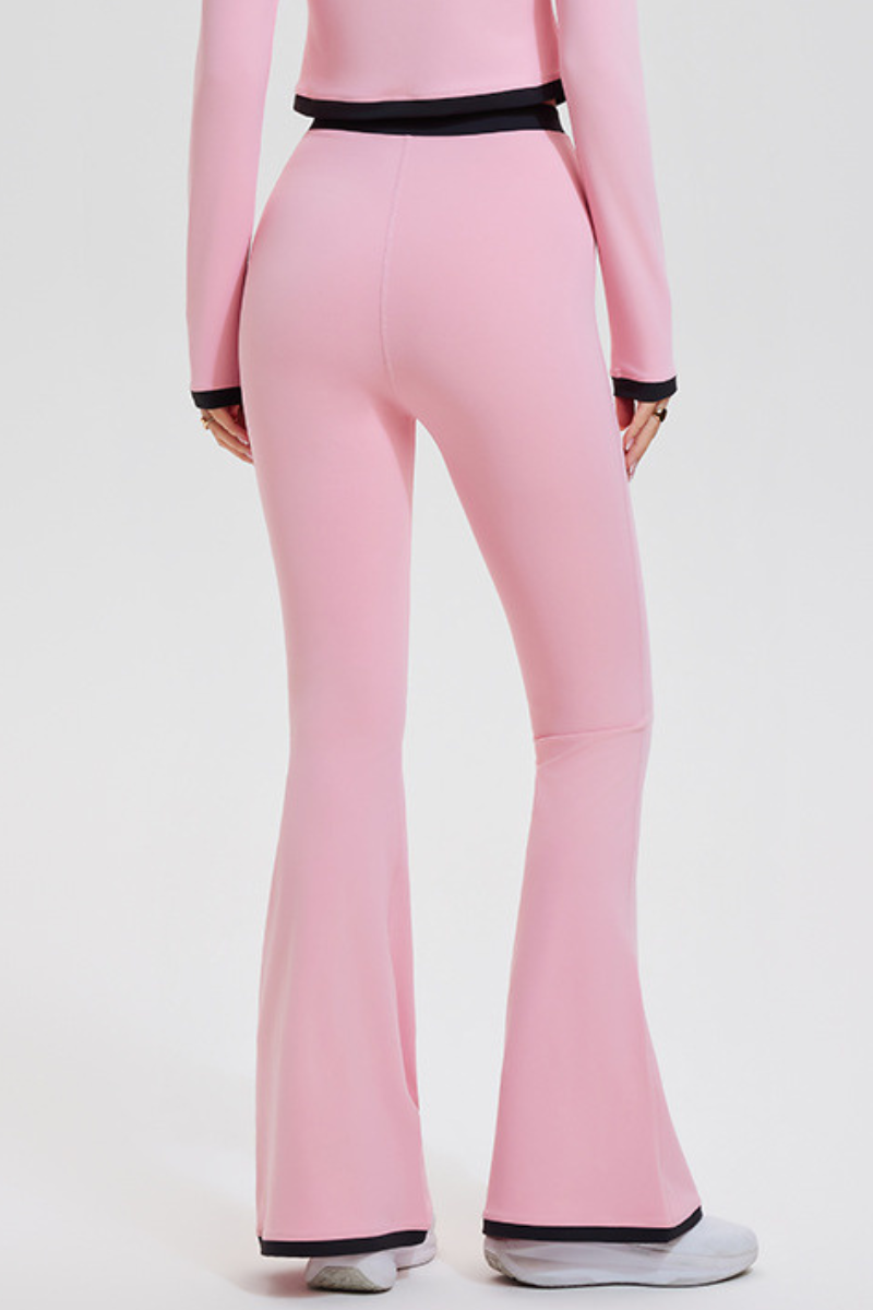 Women's Athletic Color Block High-Waisted Flare Pants