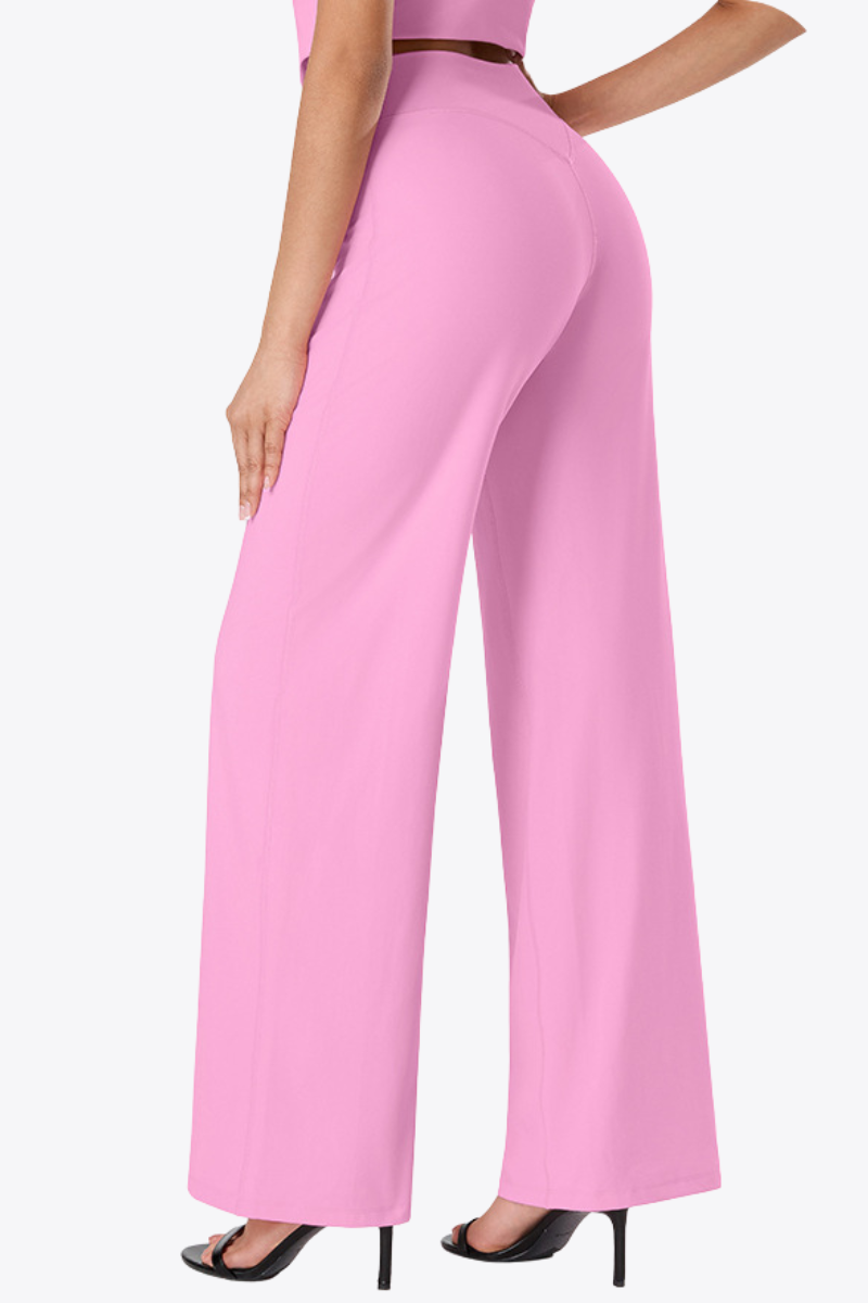 Women's High-Waist Brushed Naked-Feel Wide-Leg Sports Pants