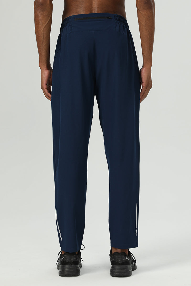 Men 4-Way Stretch Quick-Drying Breathable Water-Resistant Reflective Straight Leg Cropped Sports Pants