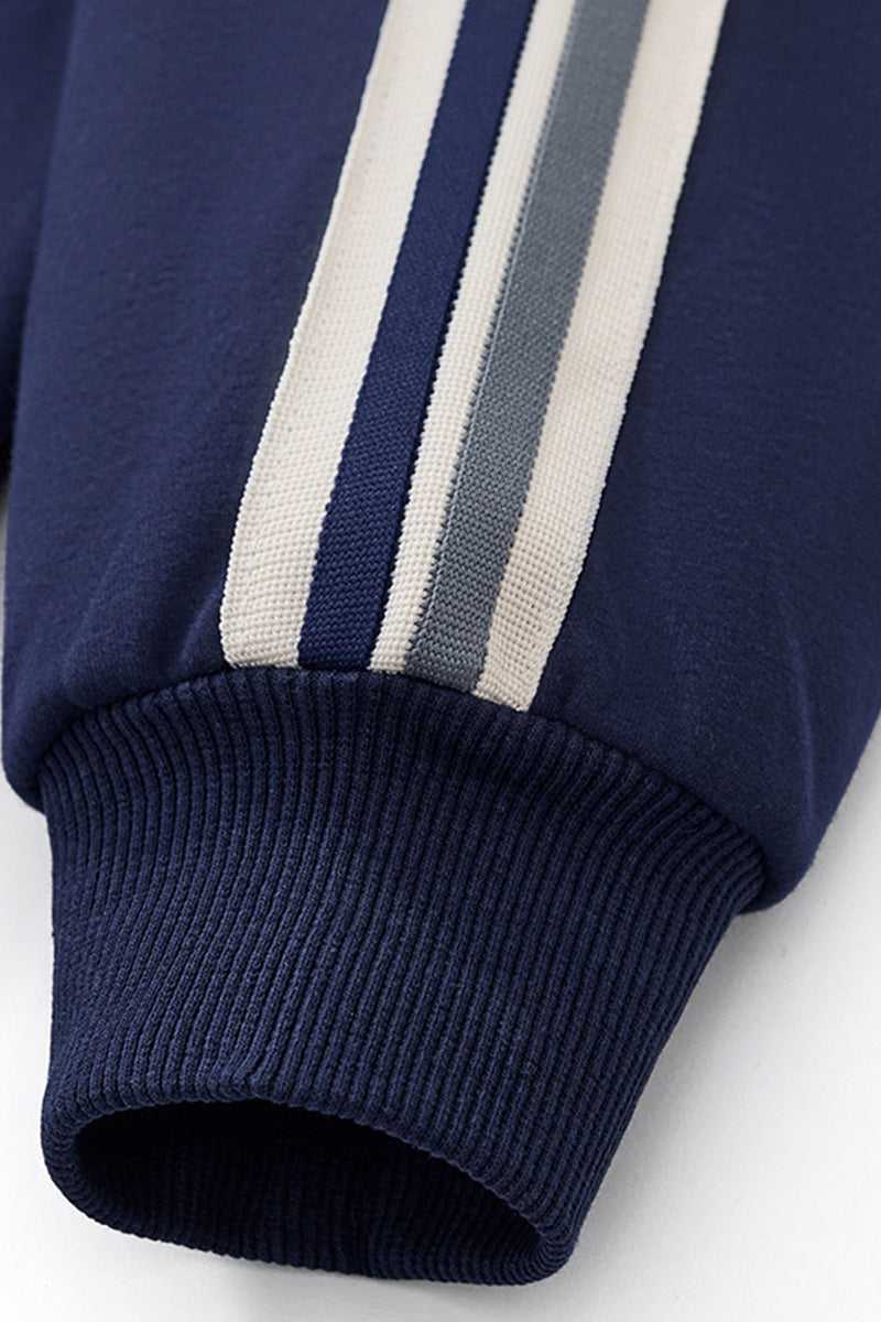 Unisex Casual Loose Fit Striped Athletic Jacket