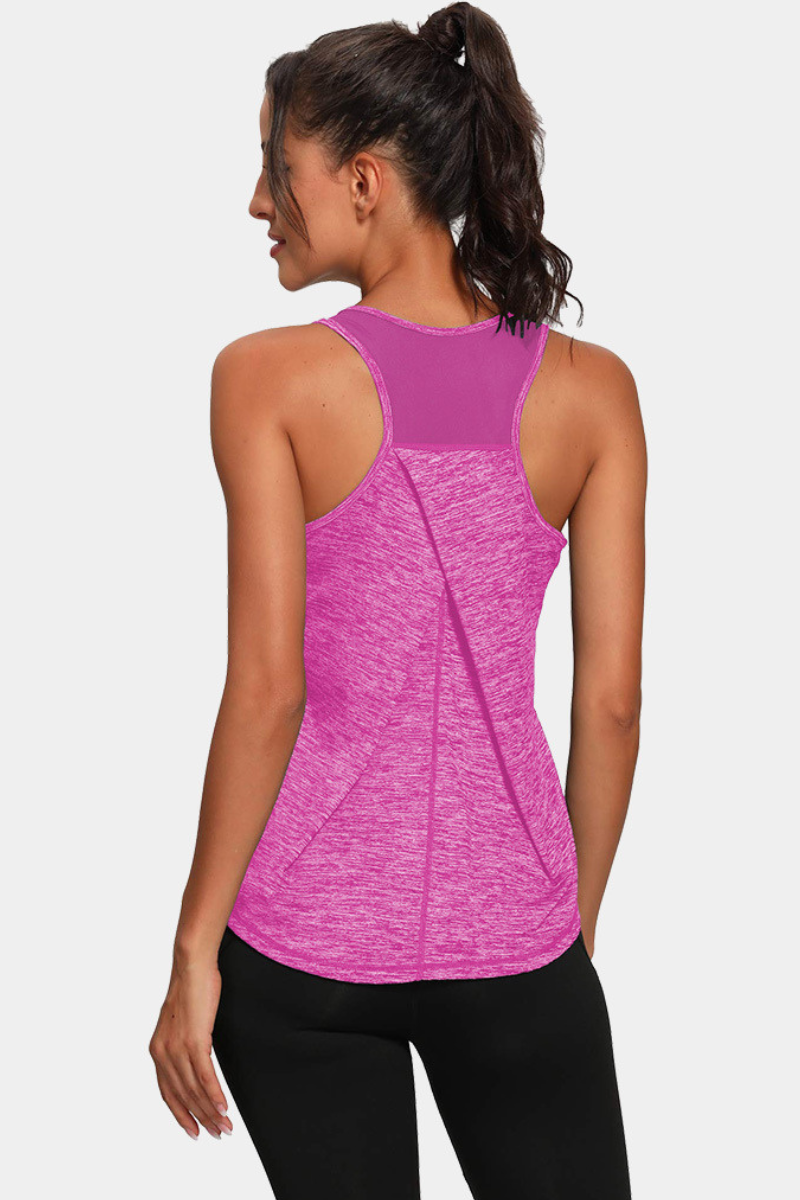Women's Mesh Panel Racerback Quick Dry Athletic Tank Top