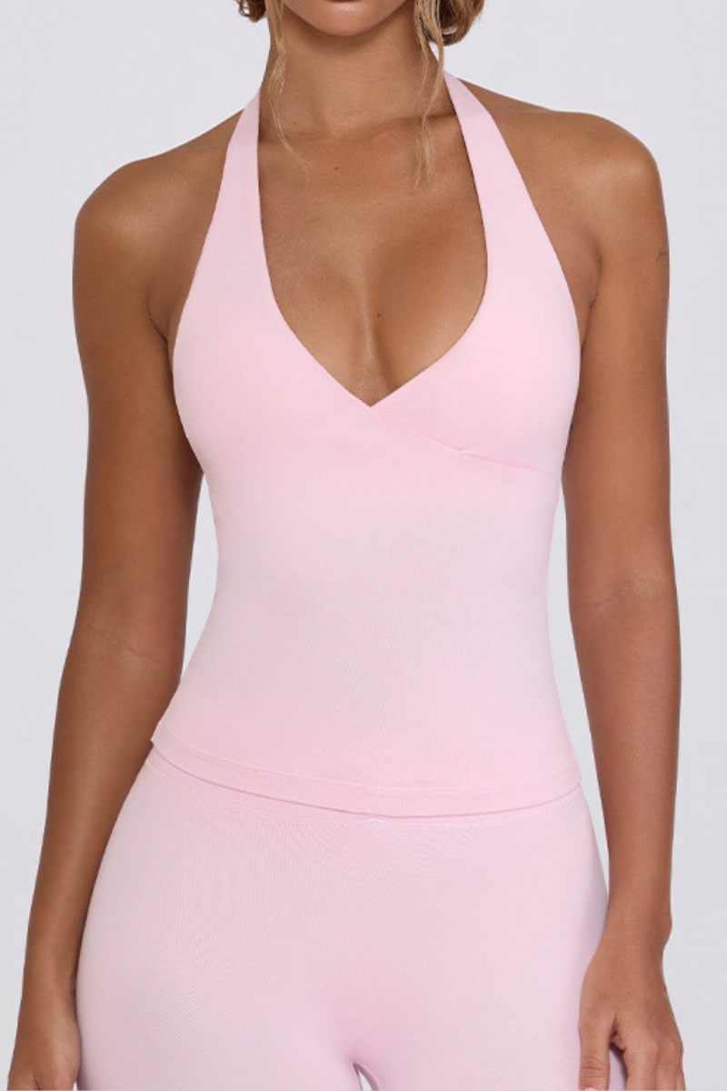 Women's Brushed Halterneck Body-Hugging Sport Yoga Tank Top