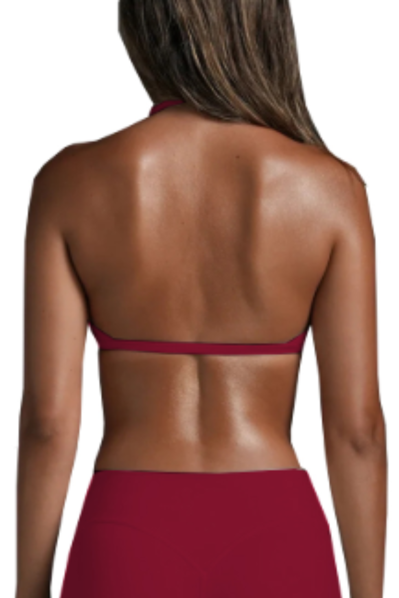 Women's Halter V-Neck Backless Triangle Cup Sports Bra