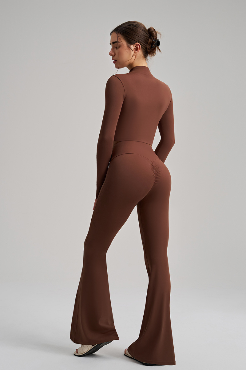Women Sculpt Jacket Thin-Strap Bra Flared Pants 3-Piece
