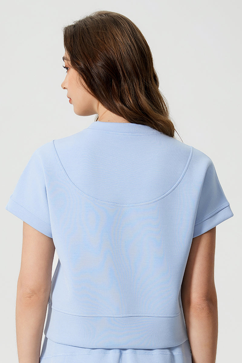 Women Round Neck Short Sleeve Drop Shoulder Sleeve Loose Running Sports Fitness Yoga T-Shirt