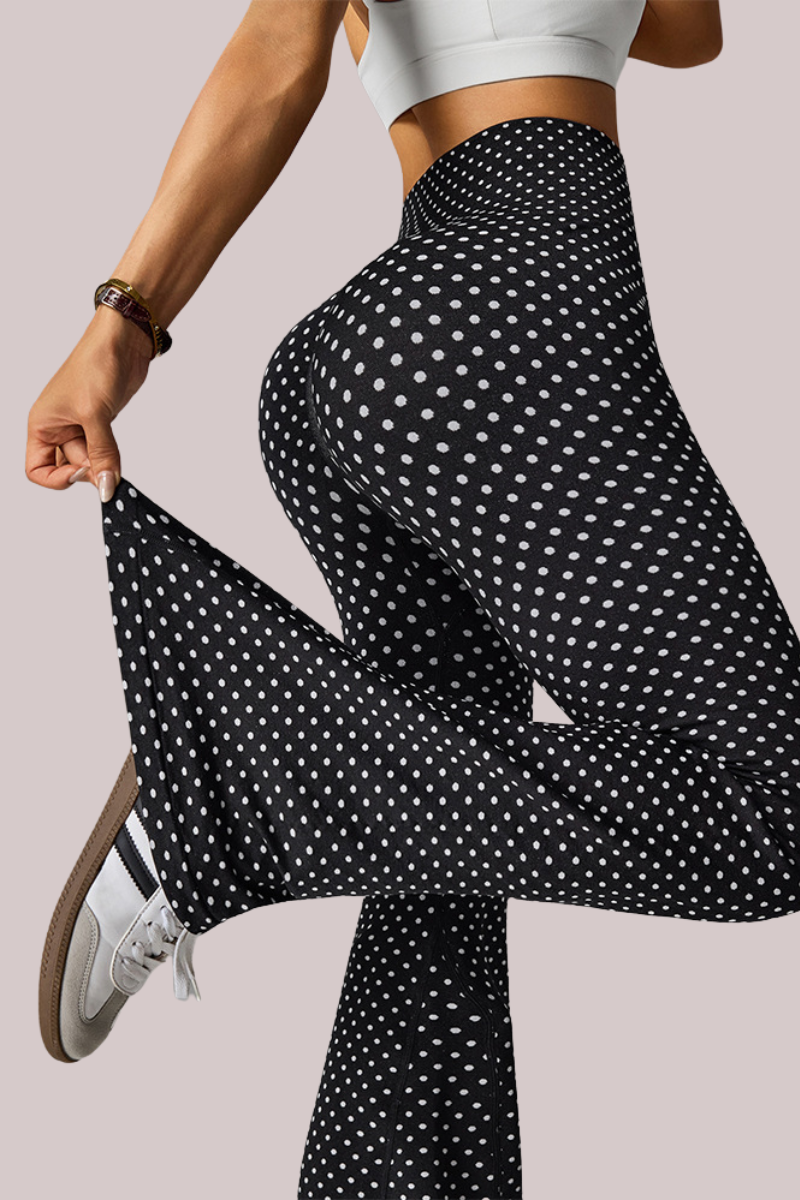 Women's Athletic High Rise Polka Dot Yoga Flare Pant