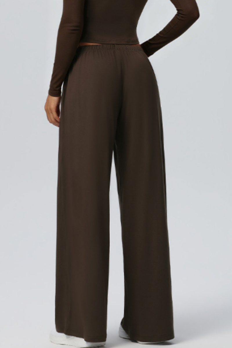 Women's Drawstring High Waist Drape Wide Leg Casual Pants