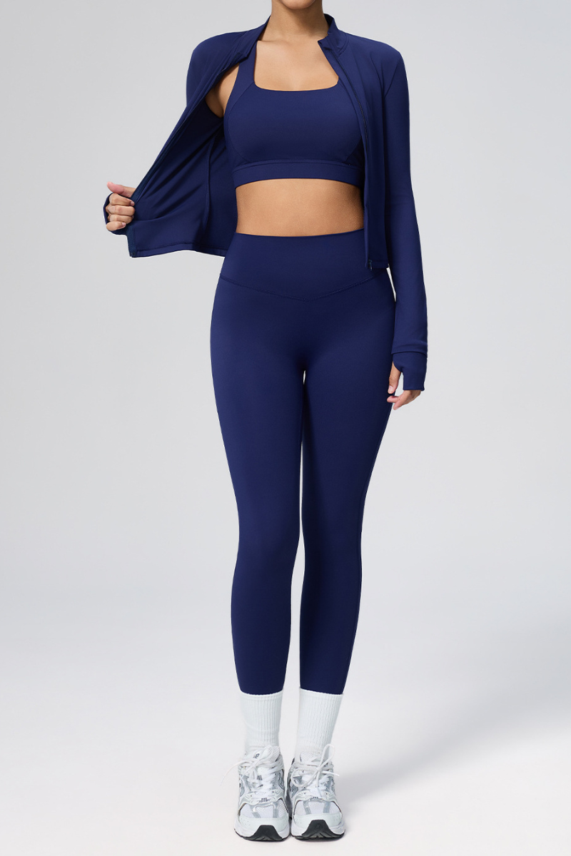 Women's 3-Piece Set :Jacket Sports Bra &Jacket & Leggings