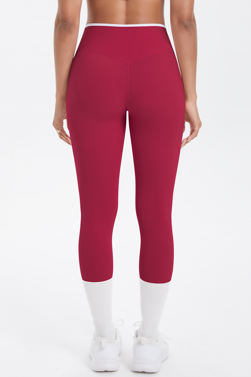 Women's Athletic Color Block Cross-Waist Leggings