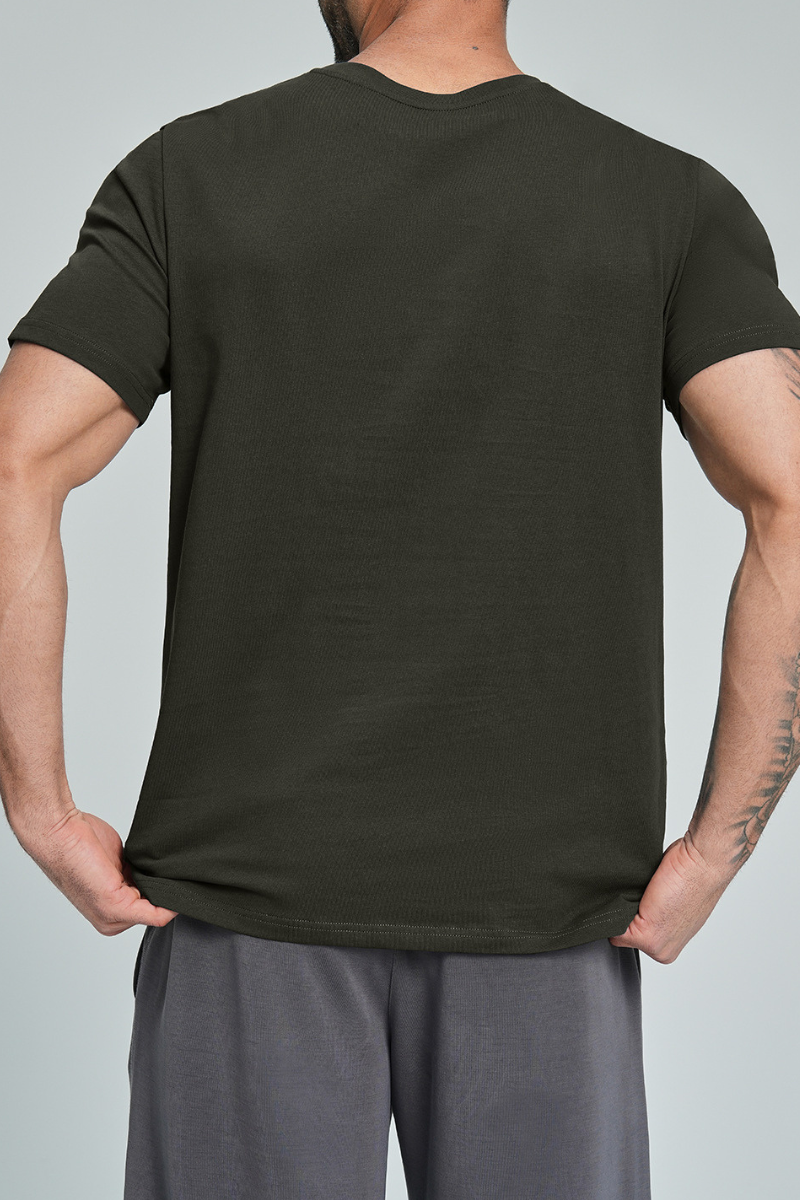 Men's Summer 100% Organic Cotton Solid Crew Neck Sports Tee