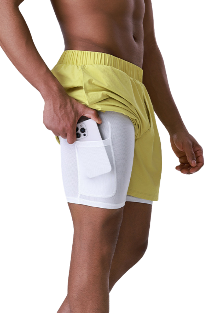Men's 2-in-1 Dual-Layer Athletic Running Shorts With Inner Liner