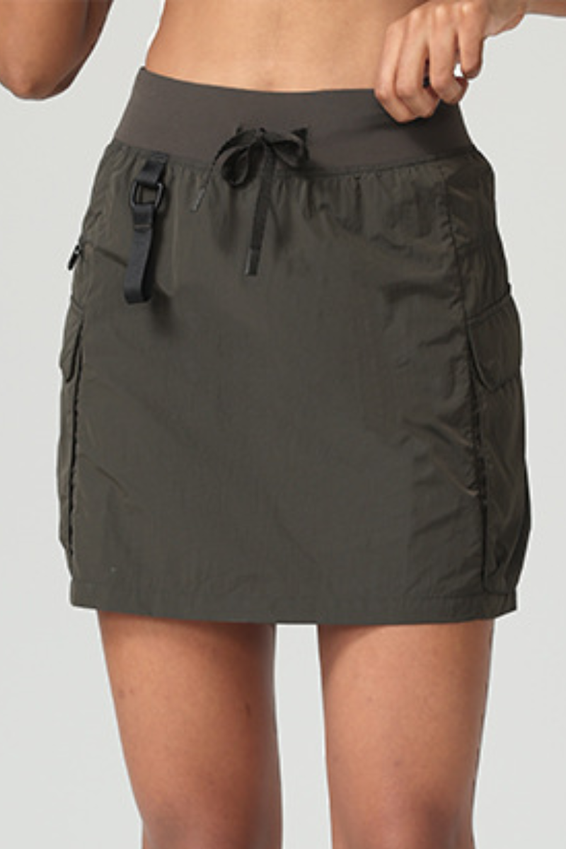 Women's High Waist Drawstring Pocket Cargo Hiking Skirt