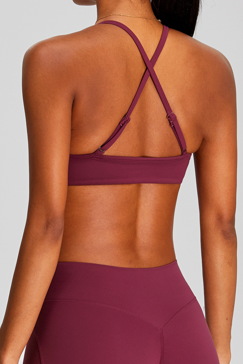 Women's Cross-Back Adjustable Twist-Front Yoga Sports Bra