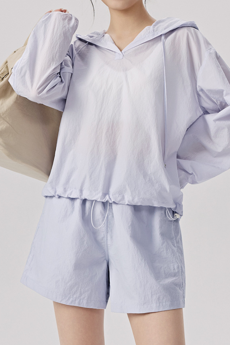 Women's Lightweight Sunscreen Sets:Hoodie And Shorts