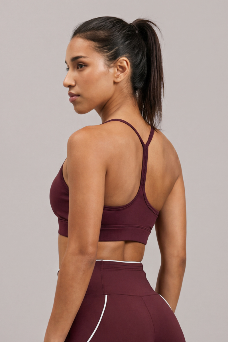 Women's Contrast Trim Y-Back Thin Strap Sports Bra
