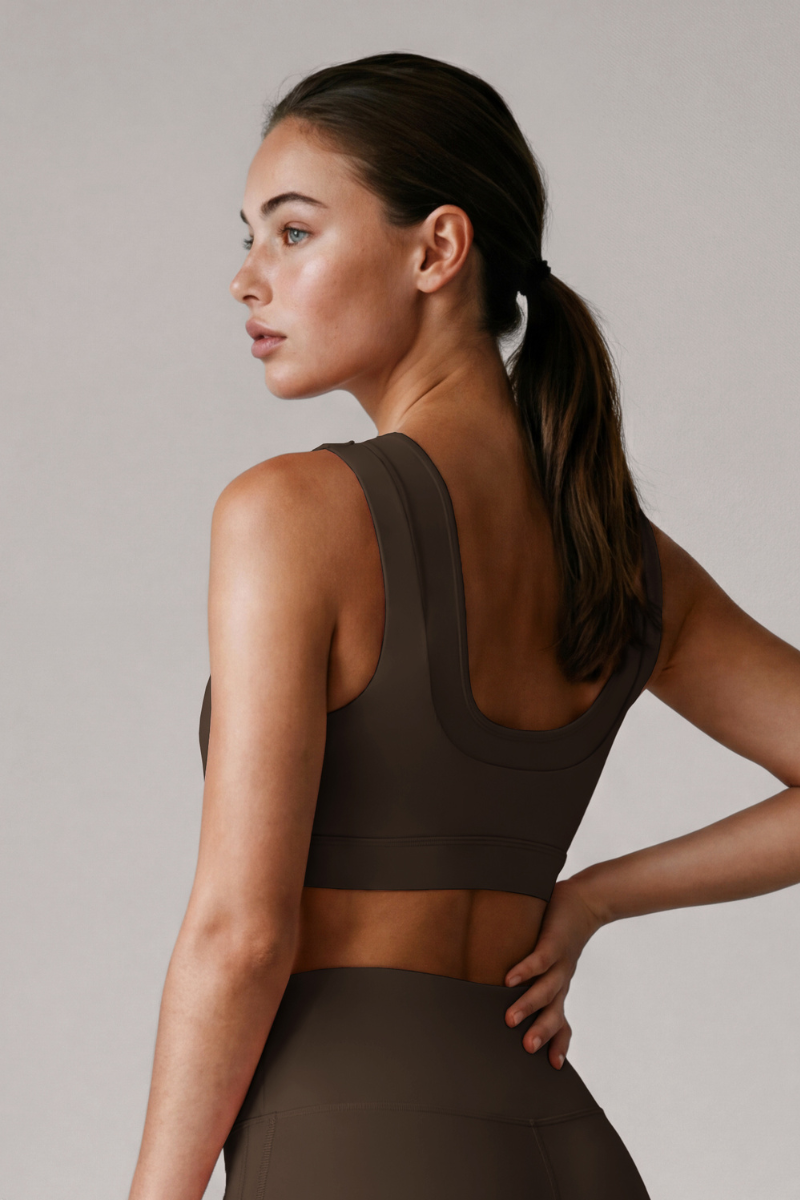 Women's Double Strap Square Neck Cropped Sports Bra