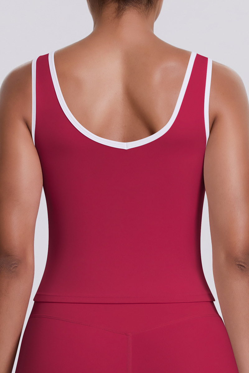 Women's Color Block U-neck Athletic Tank Top
