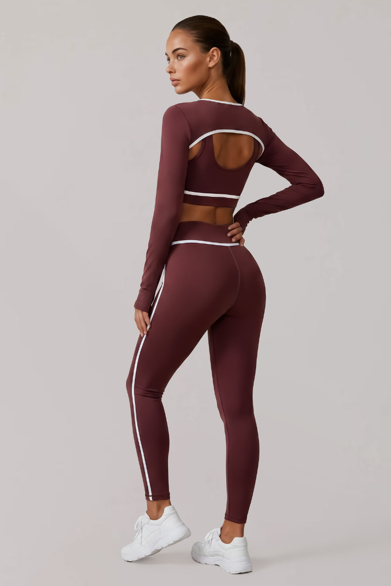 Women's Naked-Feel Contrast-Line 3-Piece Yoga Workout Set