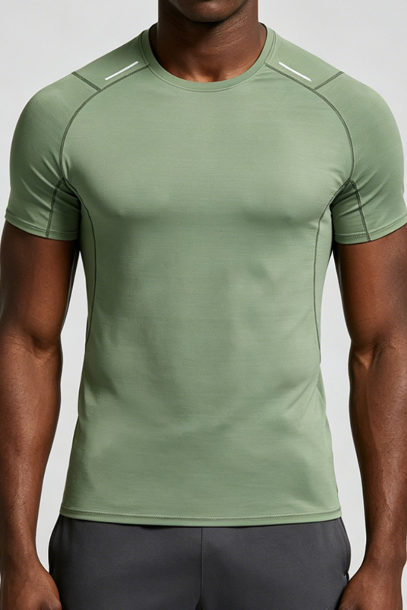 Men's Round-Neck Silk-Textured Sports Casual T-shirt