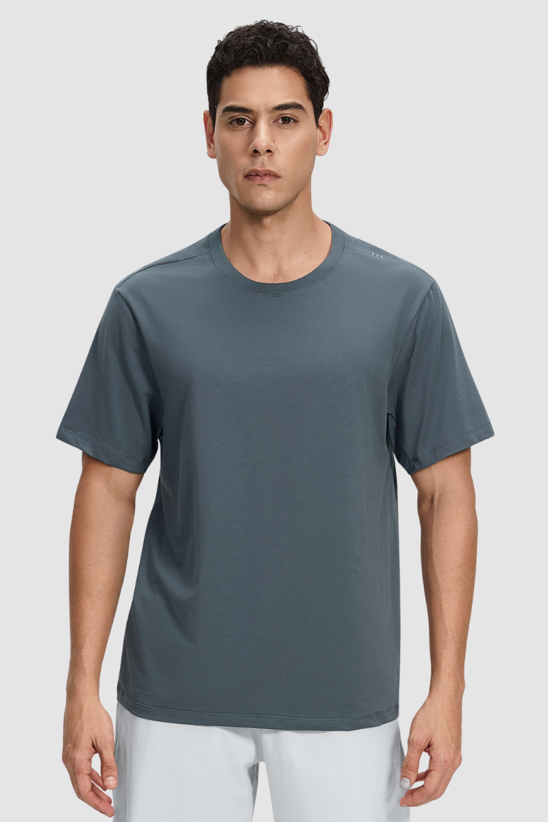 Men's Summer Basic Loose Round-Neck Breathable Solid Tee