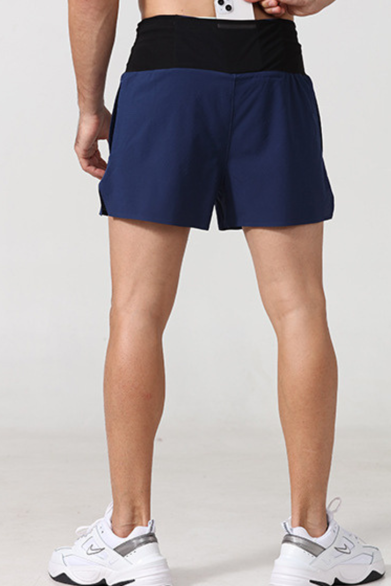 Men High Waist Multi-Pocket 2-in-1 Running Shorts
