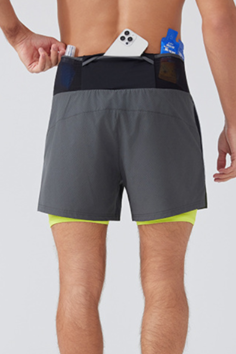 Men's Double Layer 2-in-1 Shorts with Waist Storage Pockets