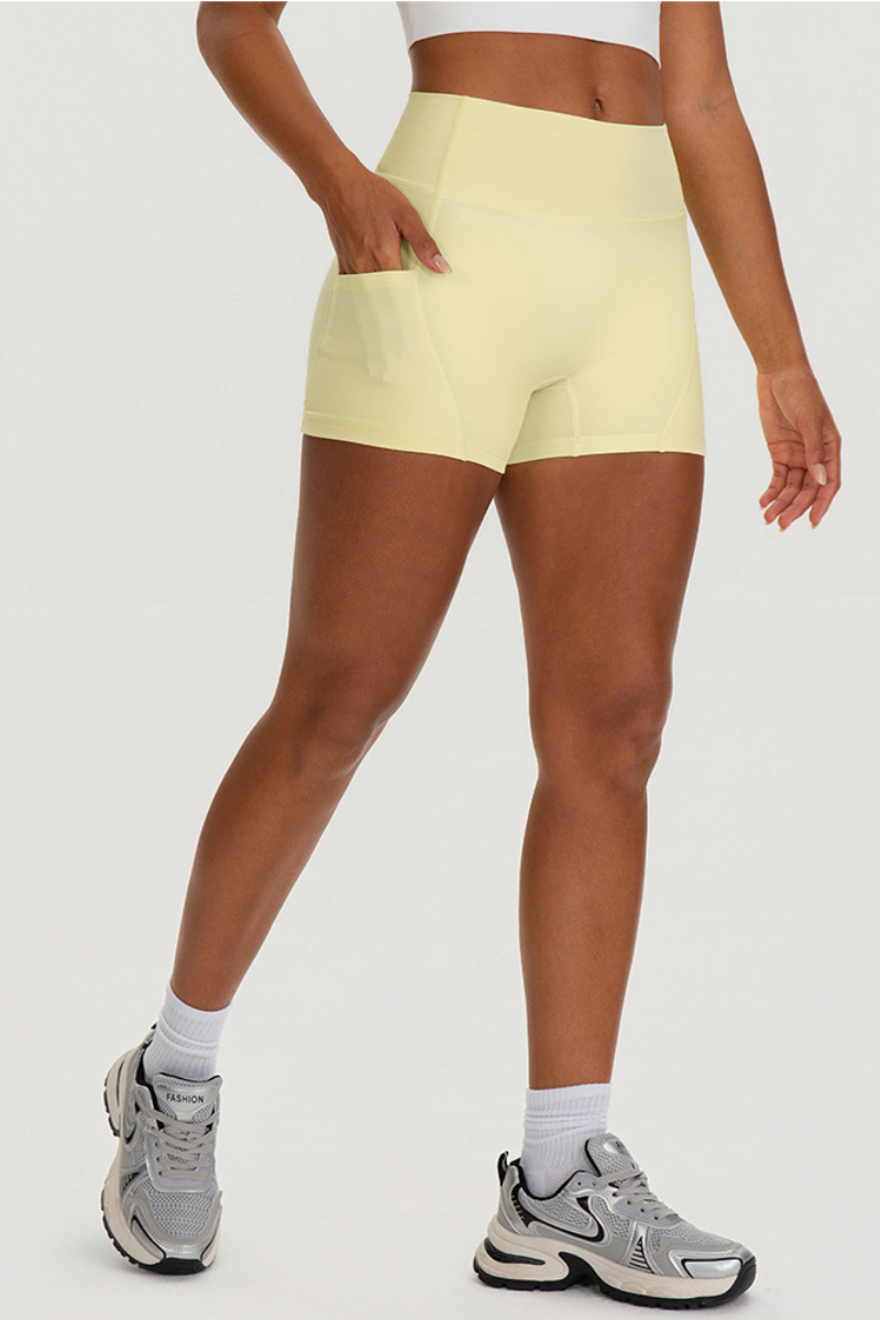 Women's Athletic Side Pocket Tummy Control Yoga Shorts